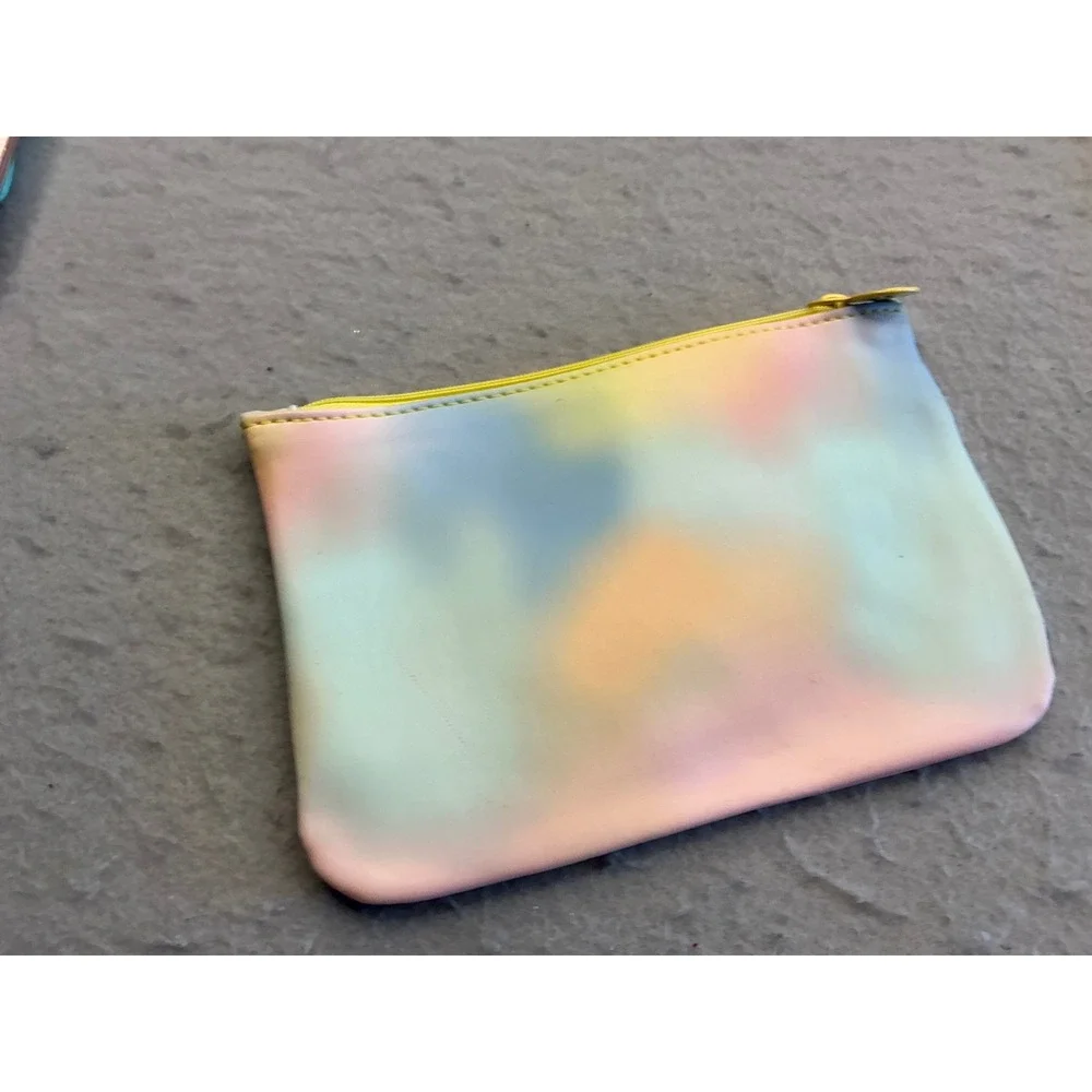 Ipsy Makeup Bag Set of 3 Floral Geometric Rainbow Zipper Pouches Small Travel